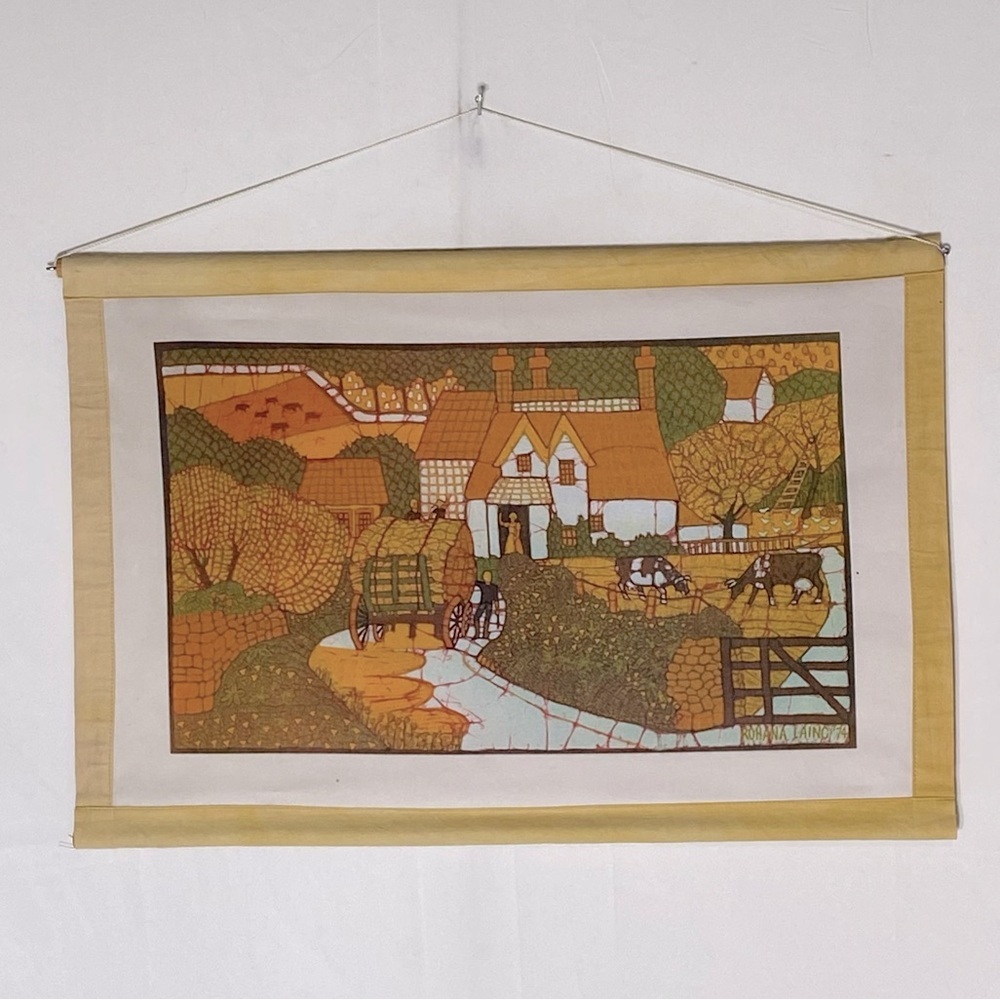 Vintage 1974 Batik Painting Canadian Artist Rohana Laing Wall Hanging
